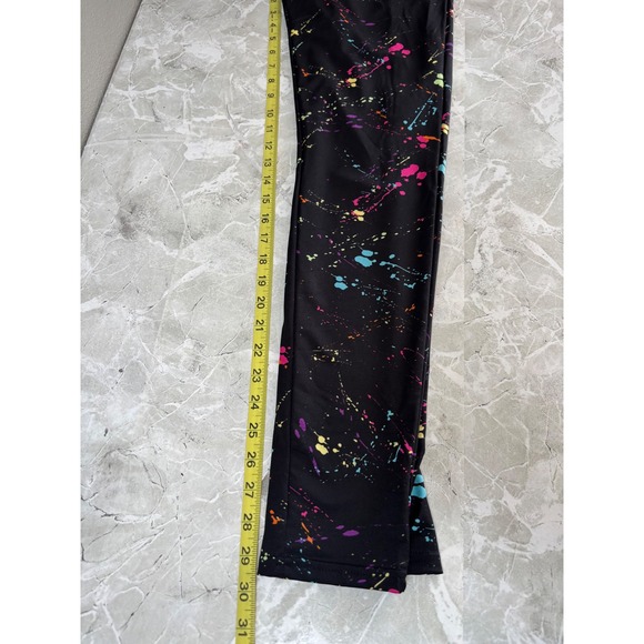 Tipsy Elves XL Black Paint Splatter Leggings Women's Yoga Pants Holiday Rainbow - Picture 8 of 8
